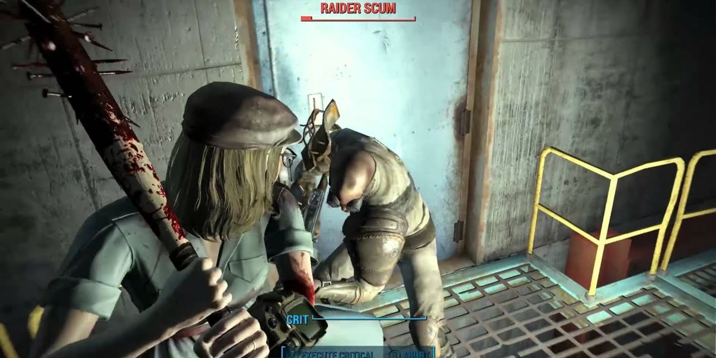 Fallout 4 Melee Character Battling a Raider