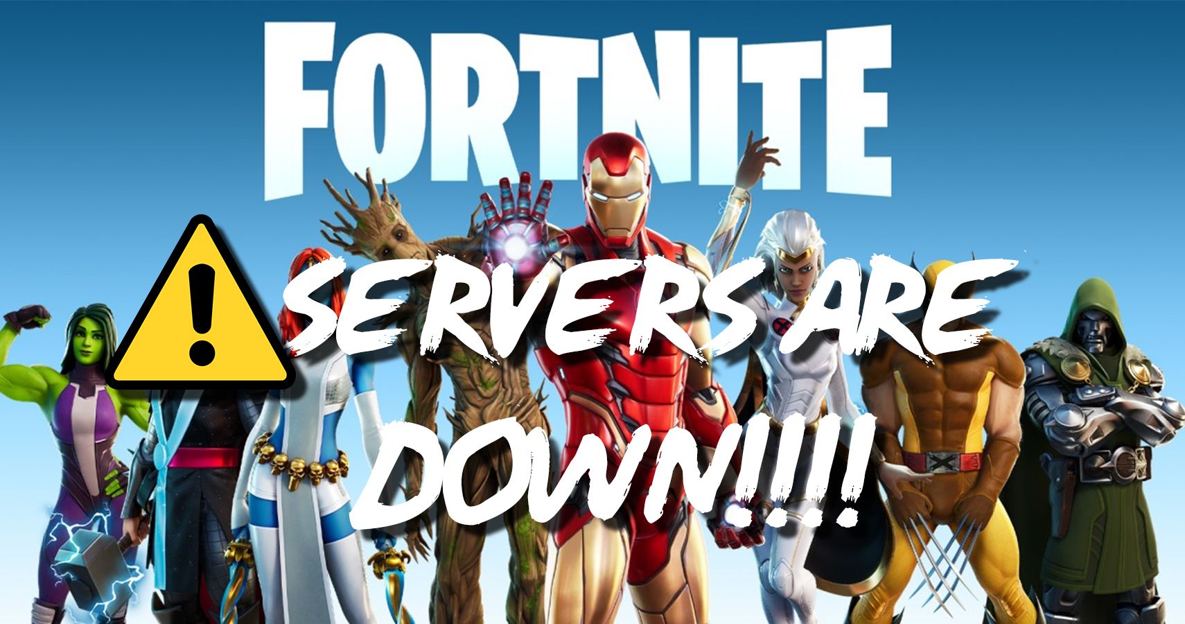 Fortnite Marvel event background with servers down