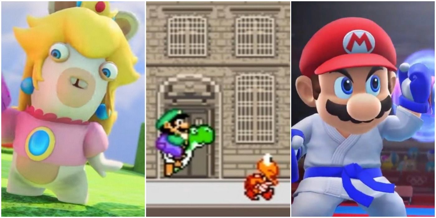 Mario Spin-Offs Peahc Rabbid Mario Is Missing Karate Mario Trio Header
