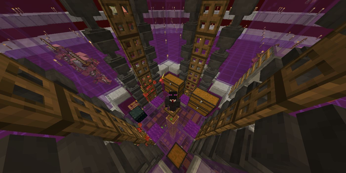 Minecraft automatic gold farm in the Nether Player Standing In The Center Of Chests