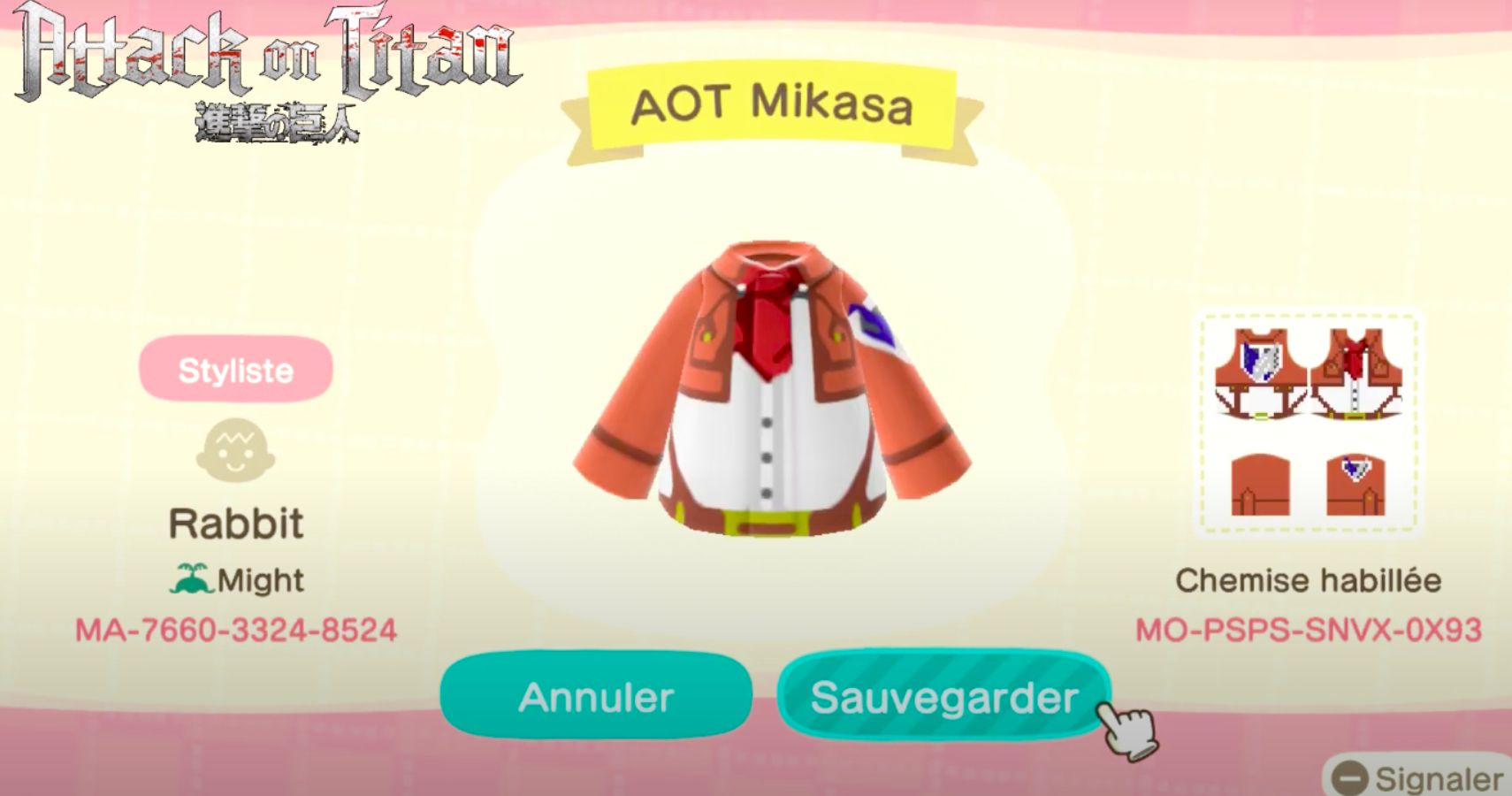 Animal Crossing New Horizons  Codes For Attack On Titan Outfits