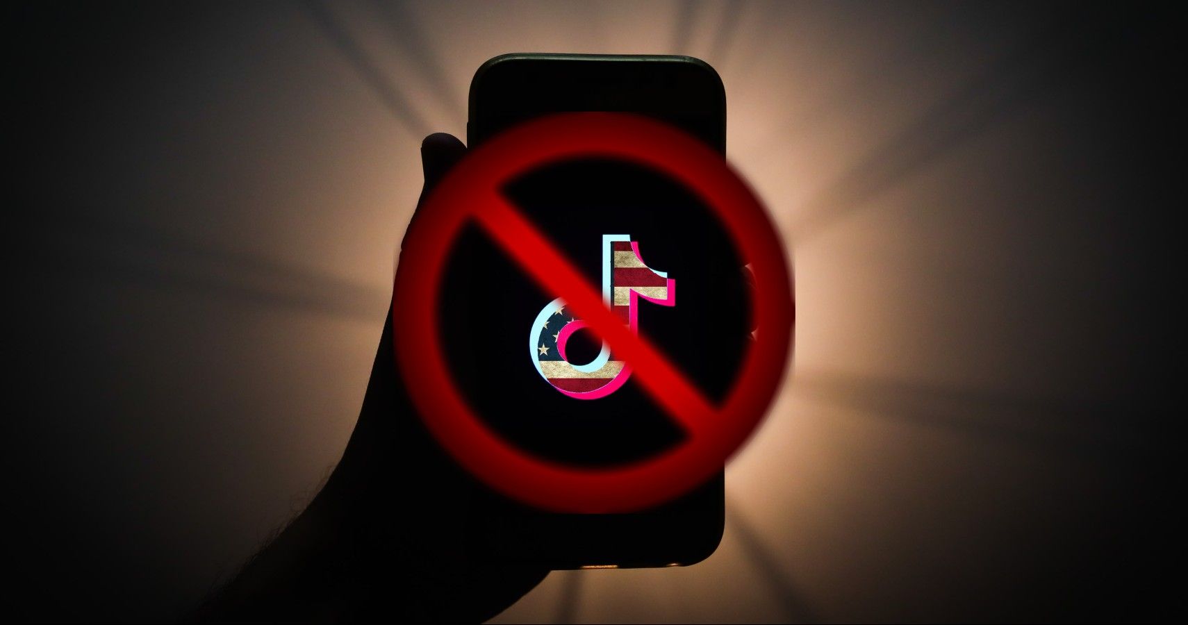 No Symbol Over American Flag TikTok Logo