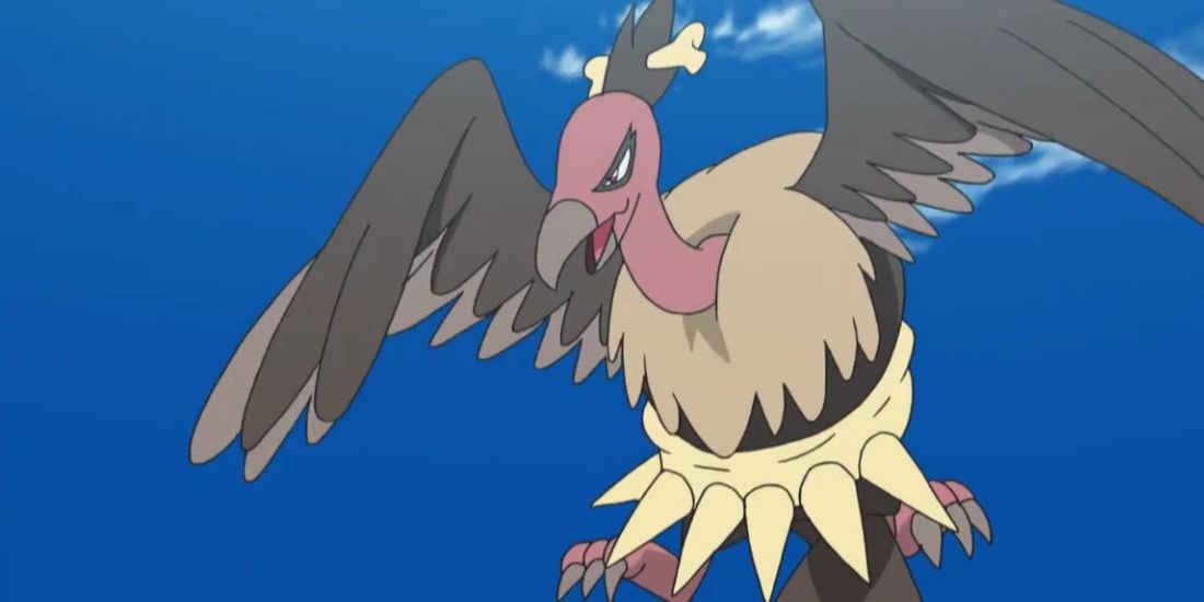 Mandibuzz flying high in the Pokémon Anime