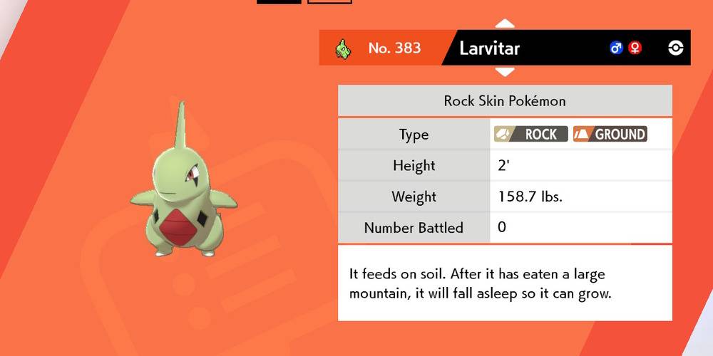 Larvitars Pokedex entrée de Pokemon Shield