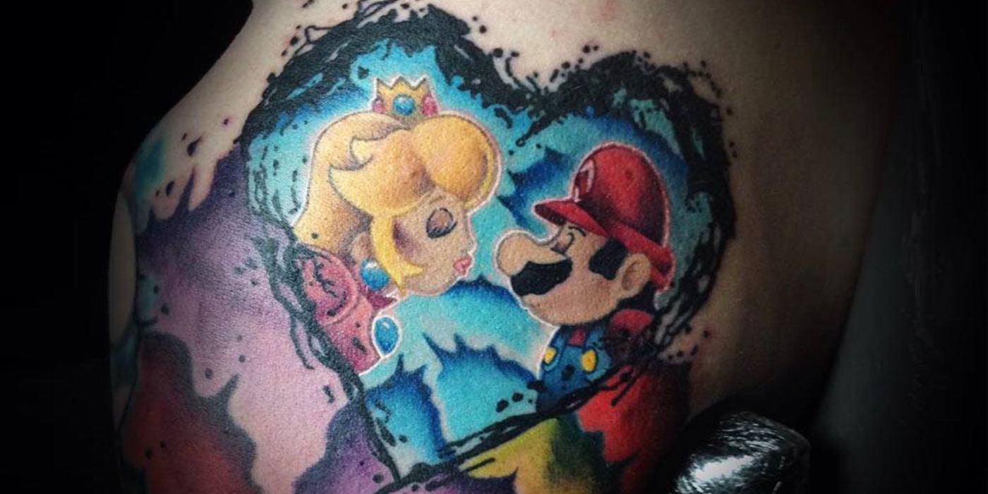 Super Mario tattoo on the upper arm