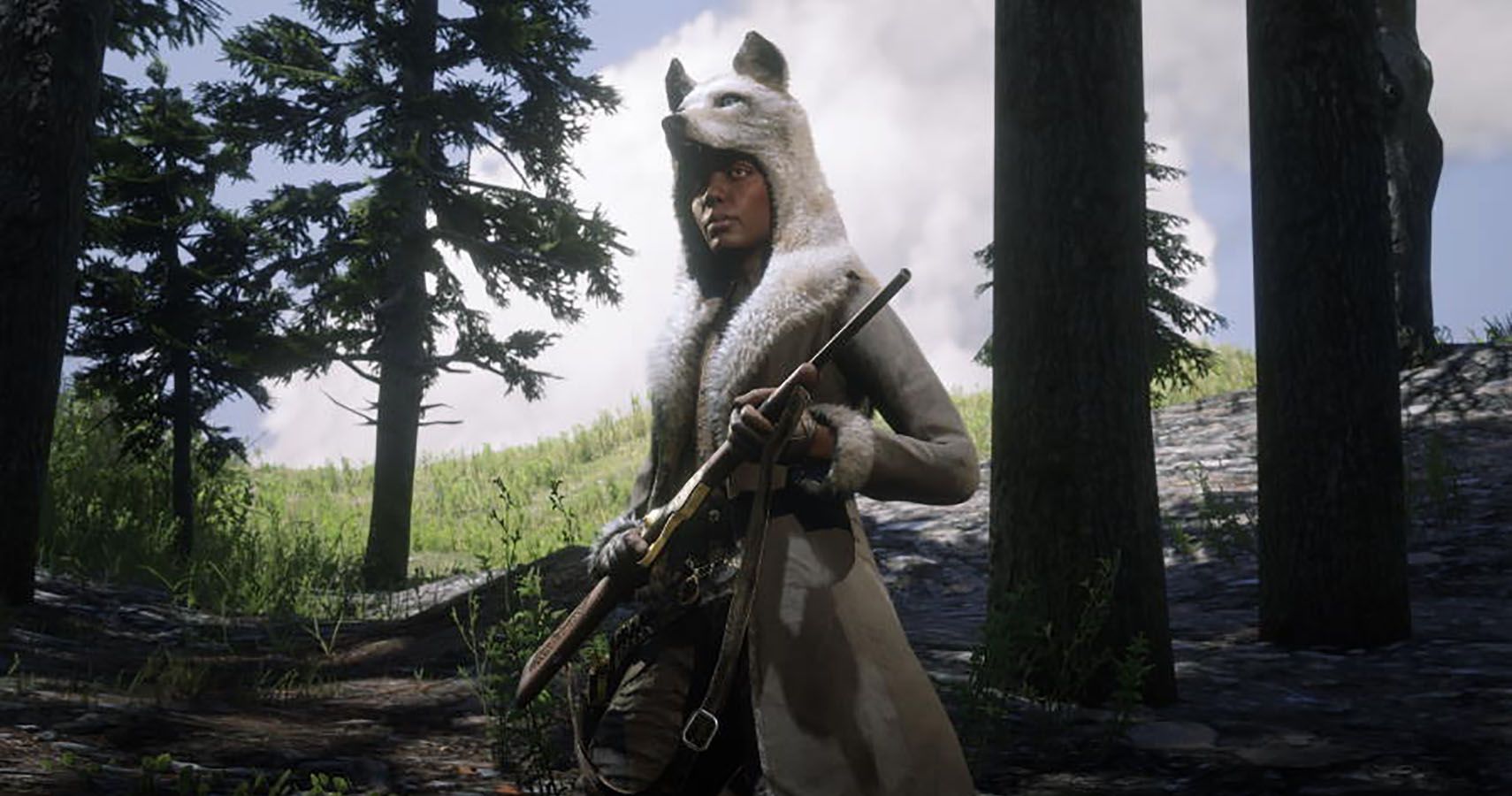 Screenshot of the Milk Coyote Coat in Red Dead Online