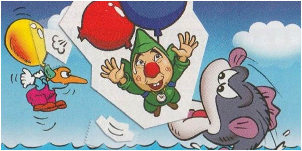 Tingle floating above angry Balloon Fight Fish