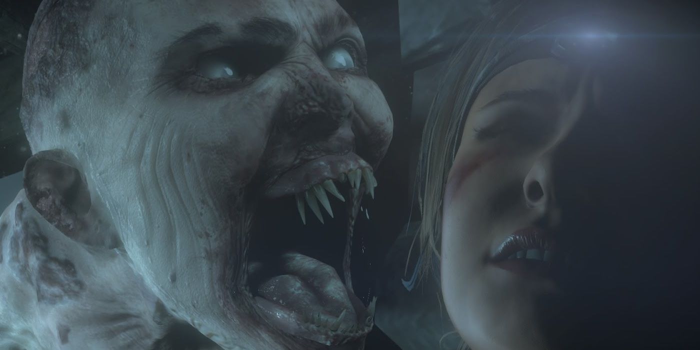 the wendigo yelling in Samantha Giddings face in Until Dawn