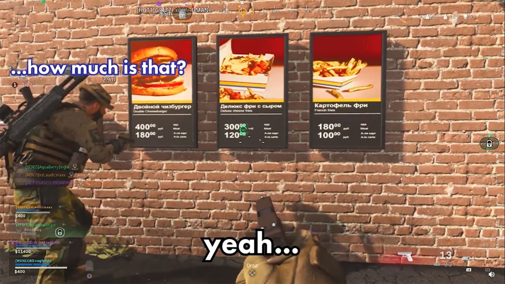 A fast food menu in Call of Duty Warzone