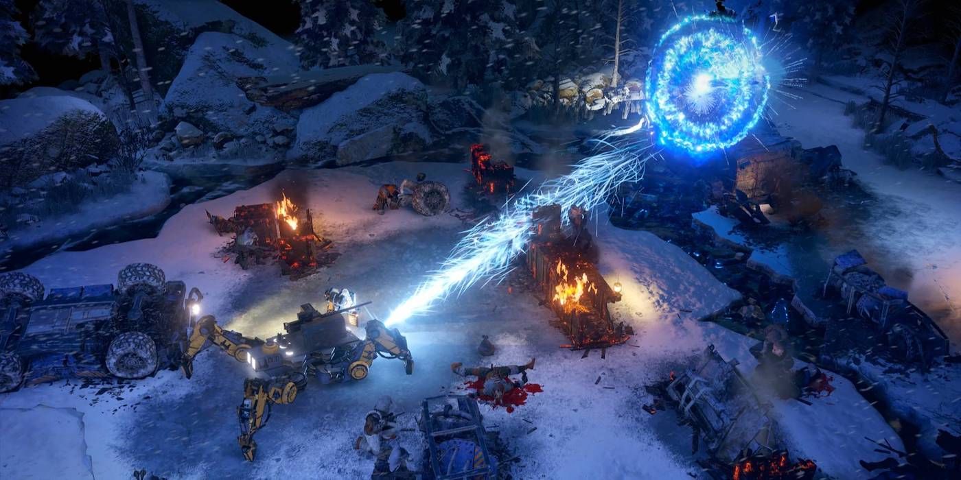 Wasteland 3 Screenshot Of Machine Attacking Base