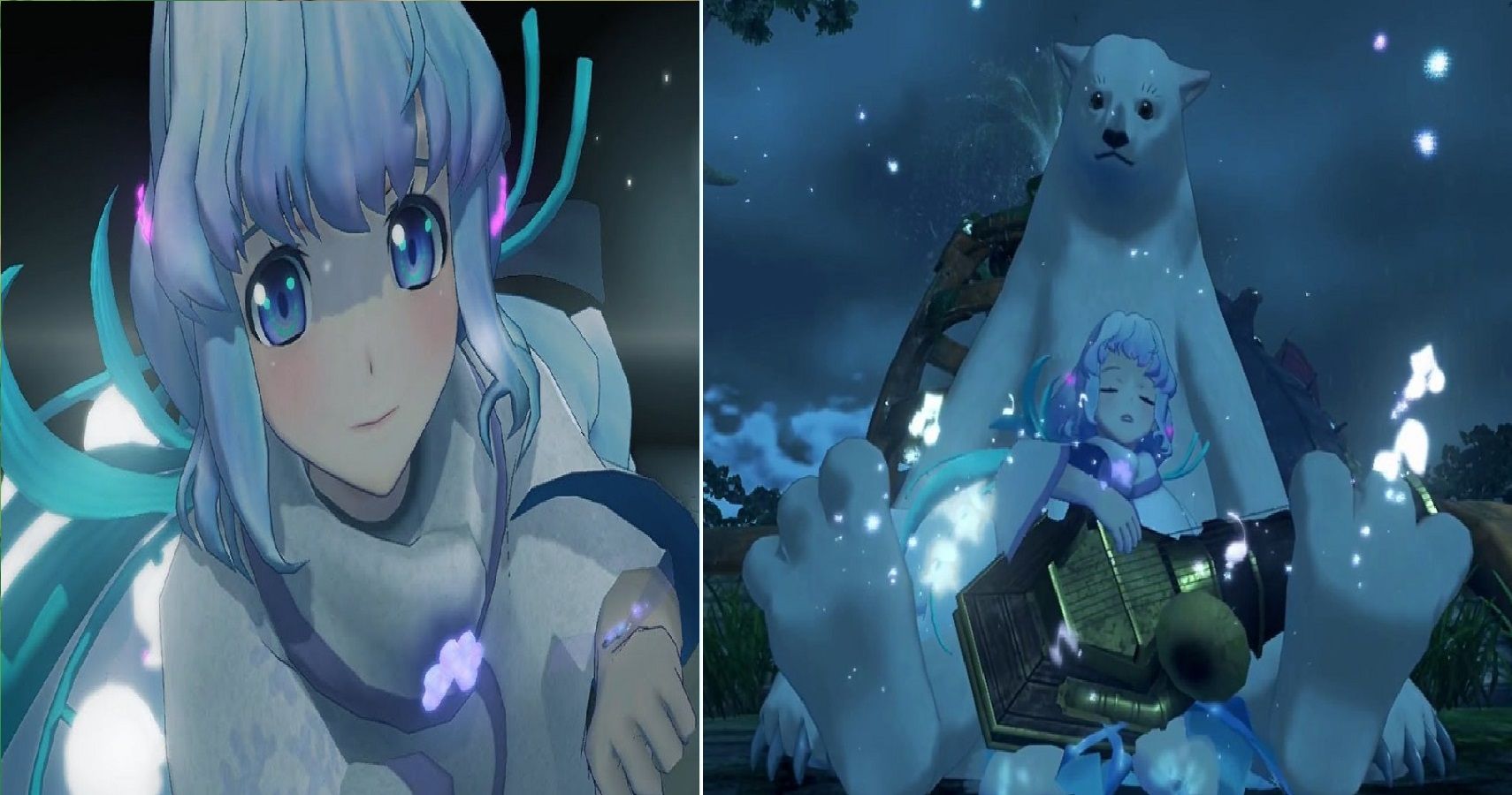 Xenoblade Chronicles 2: Two images of Ursula and Beary