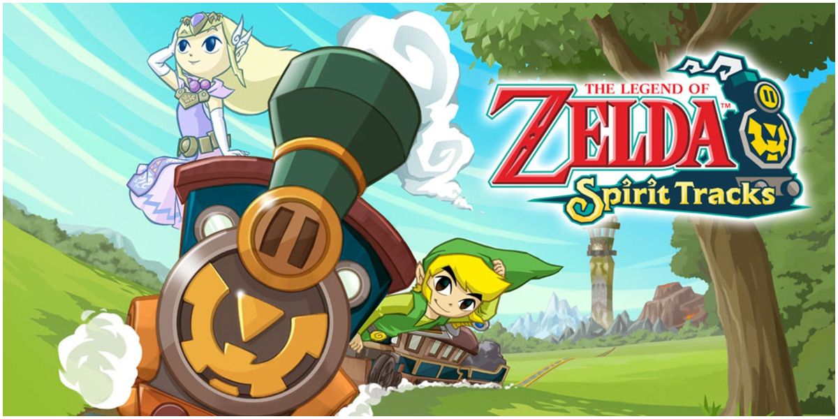 Zelda Spirit Tracks Box Art Link and Zelda on train