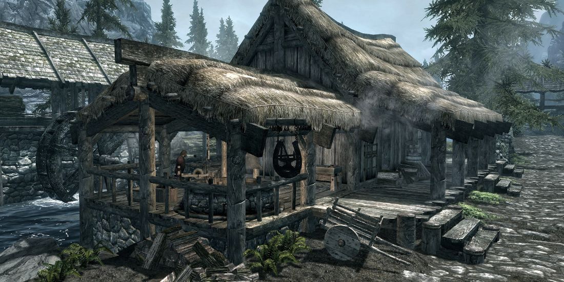 Alvor's blacksmith forge in Riverwood in Skyrim