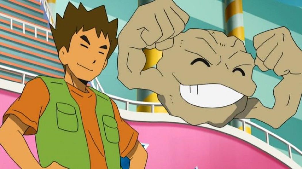 Brock with the Pokémon Geodude