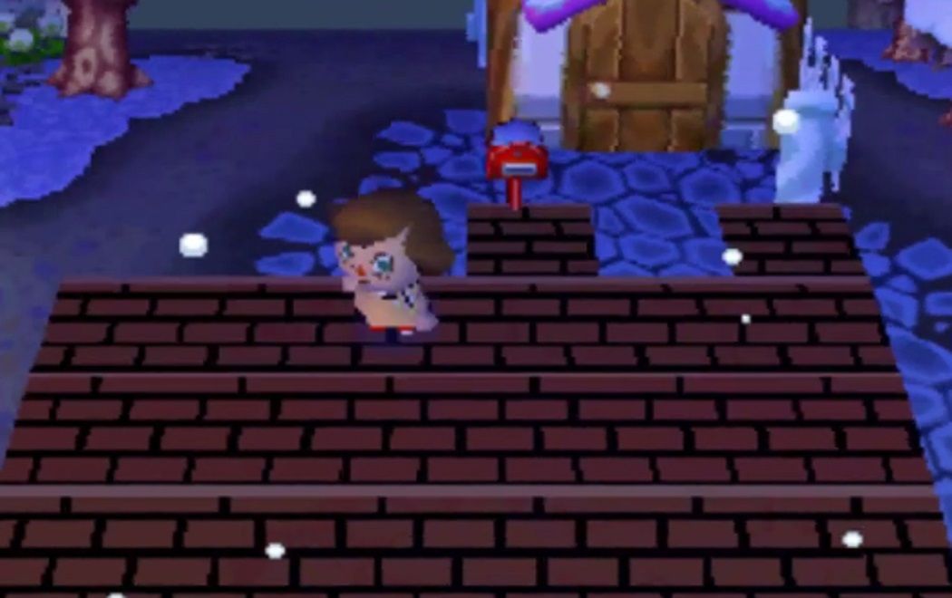 A pattern placed as outdoor tiles in Animal Crossing: Wild World