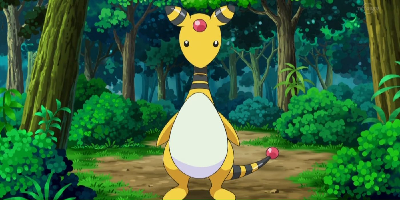 The Electric-type Pokemon Ampharos from the Gen 2 anime