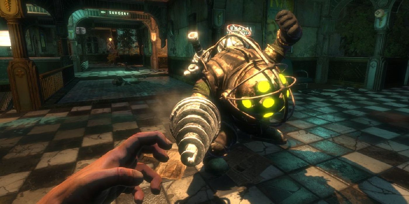 Bioshock Player Fighting Big Daddy