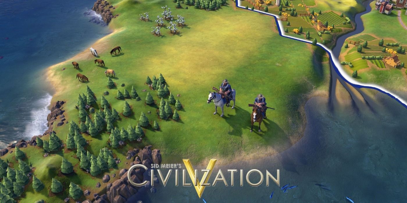 Civ 5 looking down on map with 2 characters