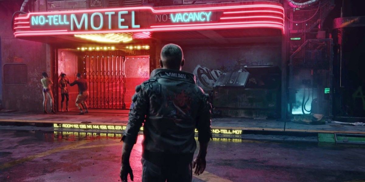 A player approaching the no tell motel in Cyberpunk 2077