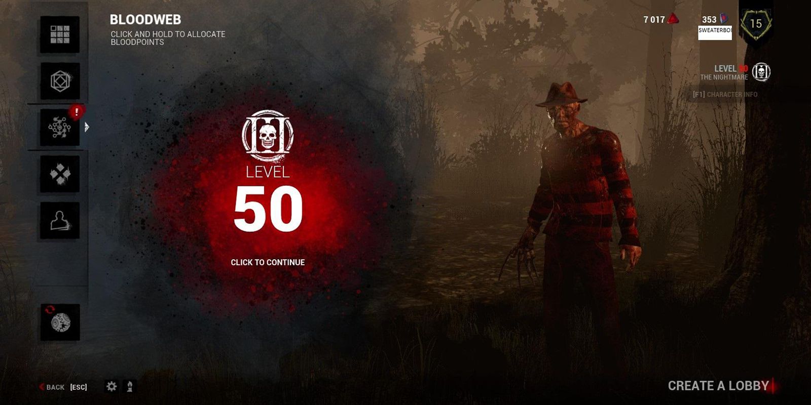 DBD Freddy Max Bloodweb