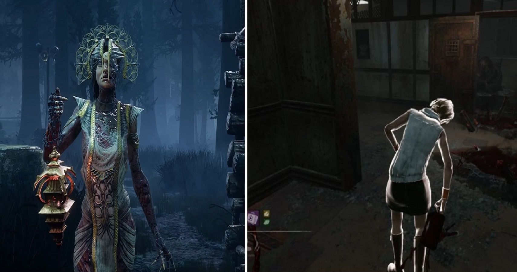 A split image of The Plague and Silent Hill's Cheryl Mason in Dead By Daylight