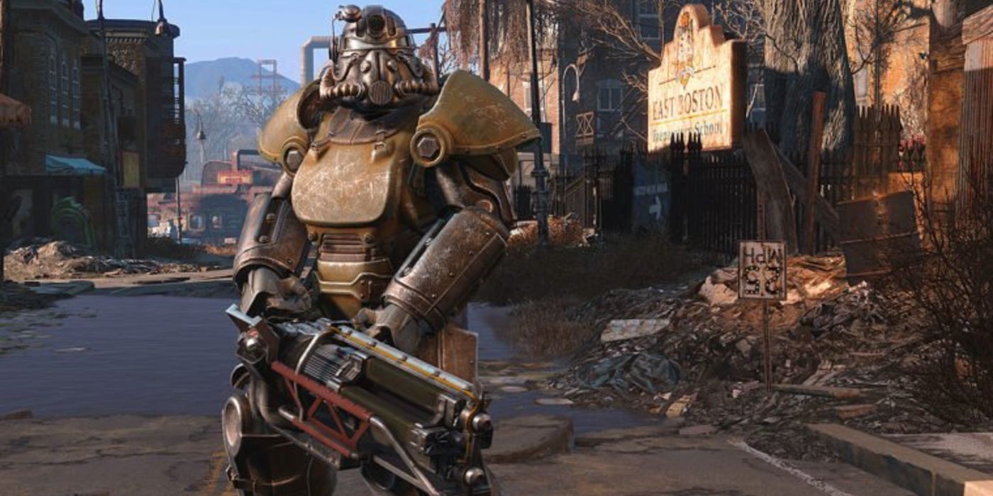 Fallout 4 Power Armor And Minigun On Player