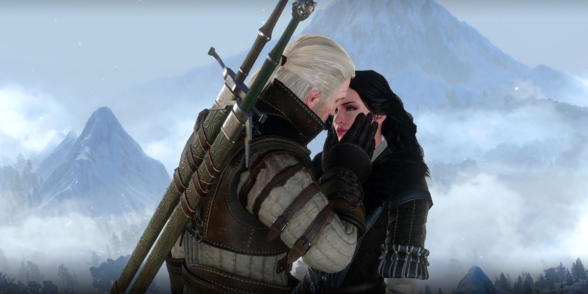 Geralt Pulls Yennefer in for a Kiss in the Witcher 3:Wild Hunt