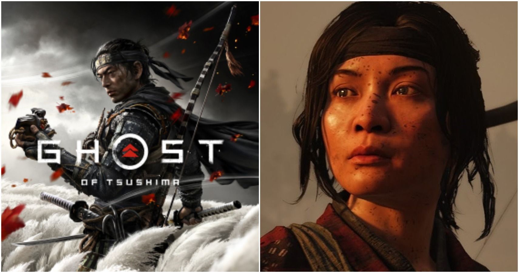 Ghost of Tsushima cover art and Yuna