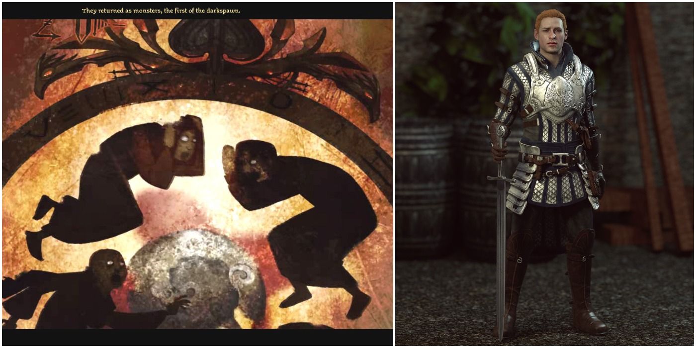 image of Magisters in the Black City next to image of Alistair as a Grey Warden from Dragon Age: Inquisition