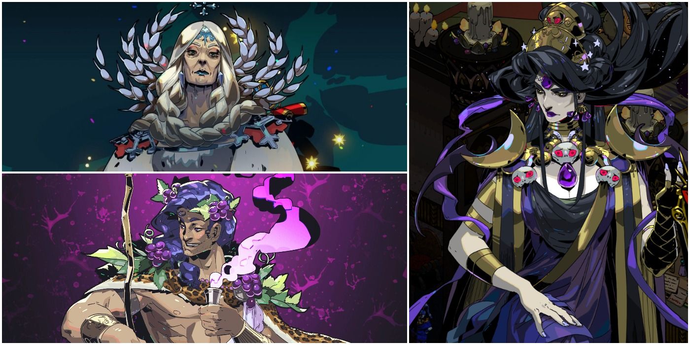 images of Demeter, Dionysus, and Nyx from Hades