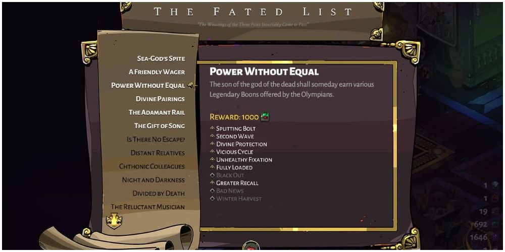 Hades Power Without Equal In Game Checklist