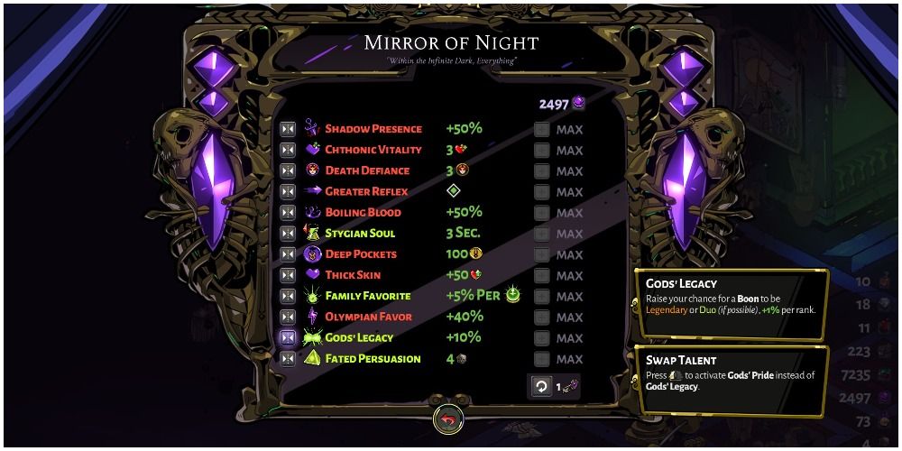 Hades Using The God's Legacy Upgrade In The Mirror Of Night