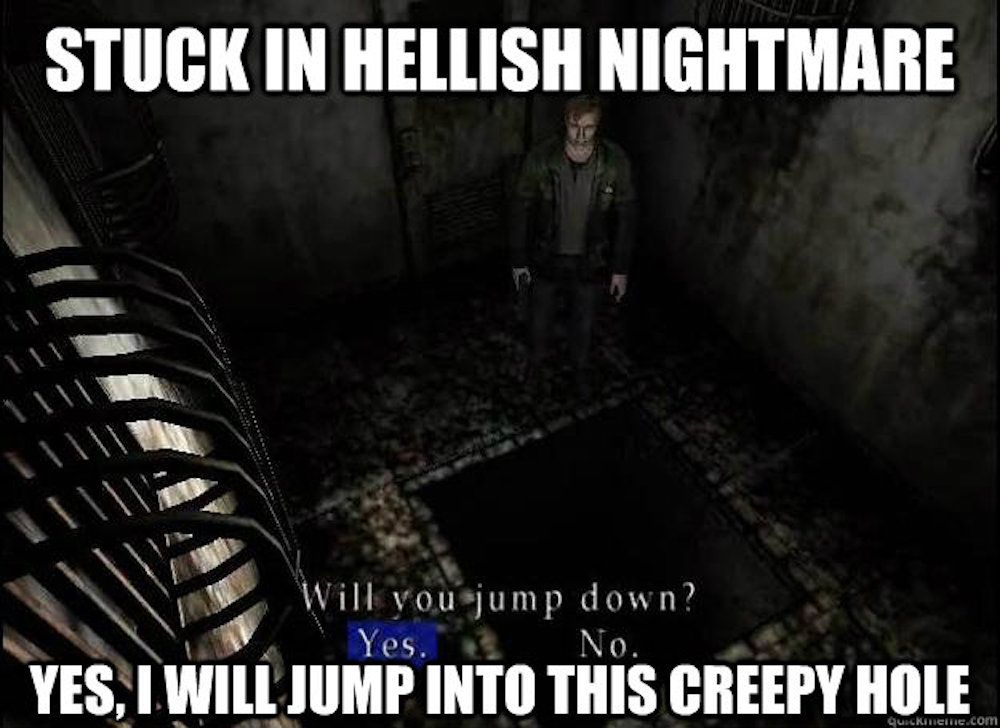 Jump into creepy hole meme