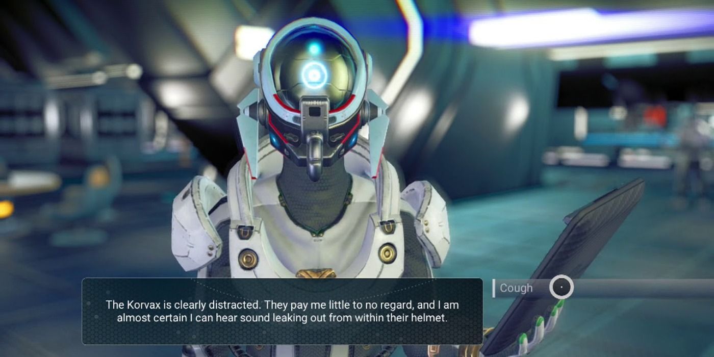 image of the player talking to a Korvax from No Man's Sky