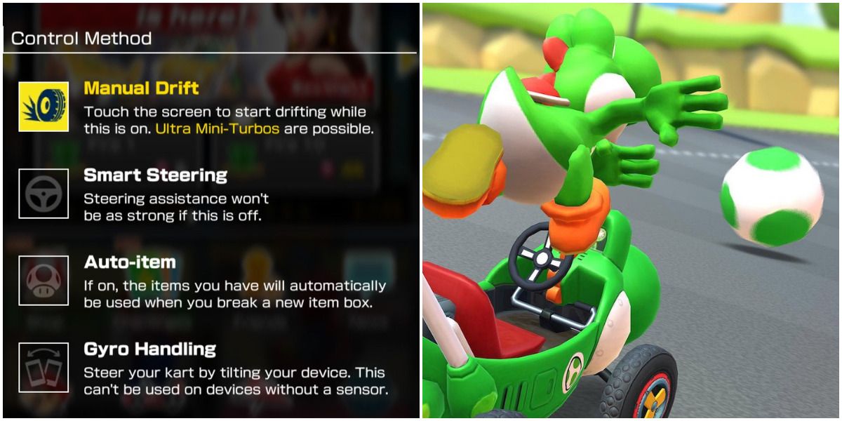 Mario Kart Tour Steering and Control Features Plus Yoshi