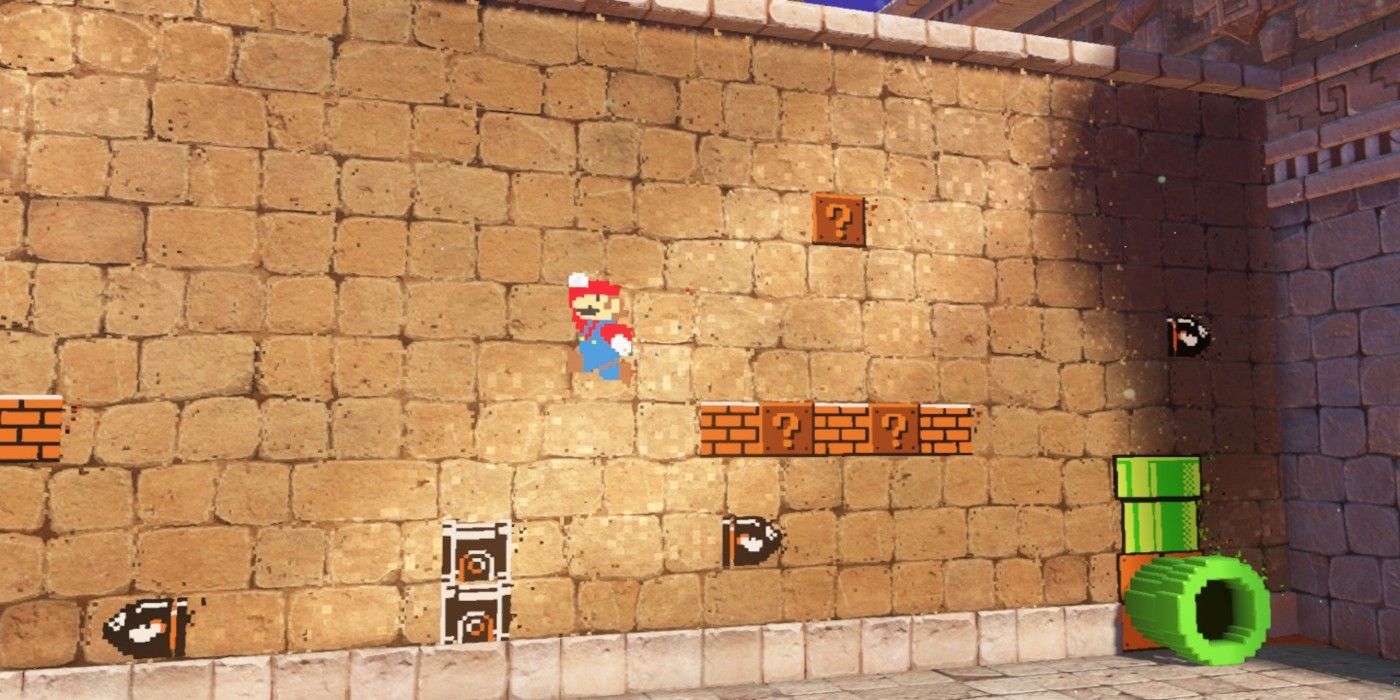 Mario Odyssey Retro Level Super Mario Bros style