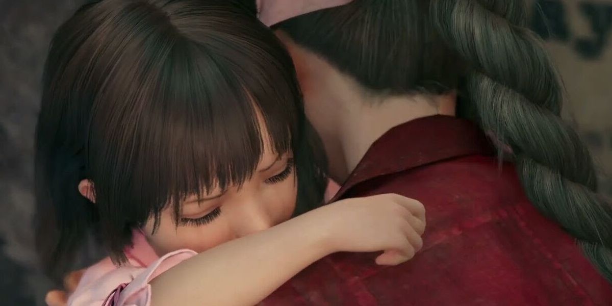 Marlene Hugging Aerith in Final Fantasy 7 Remake.