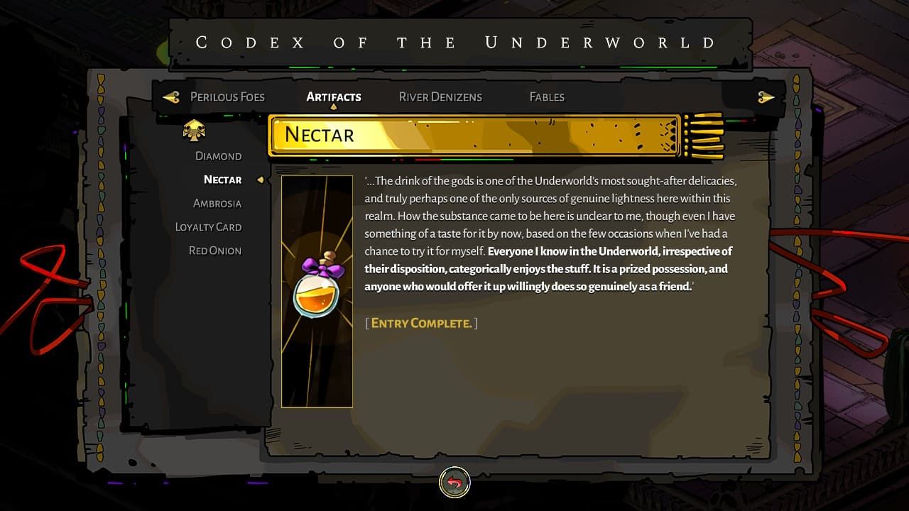 nectar hades Codex entry