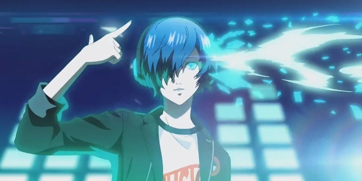 The Persona 3 Protagonist shooting himself in the head in the Persona 3 Anime