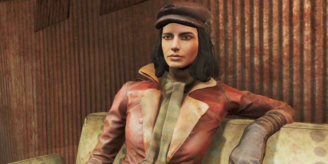 Piper sitting on a couch in Fallout 4