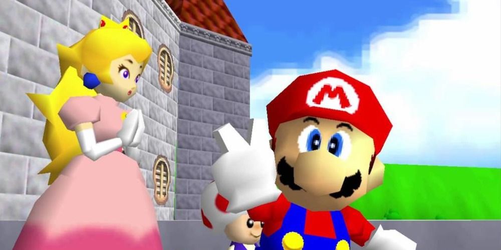 Early 3D models of Princess Peach and Mario in Super Mario 64