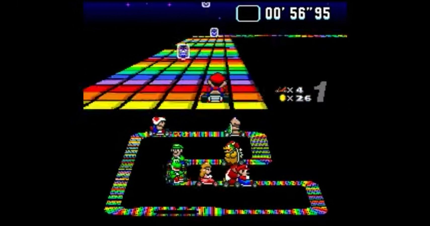 Snes Super Mario Kart Rainbow Road The Spriters Resou 7091