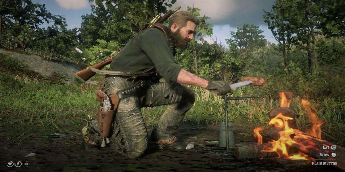 Red Dead Online Arthur Cooking Meat Campfire