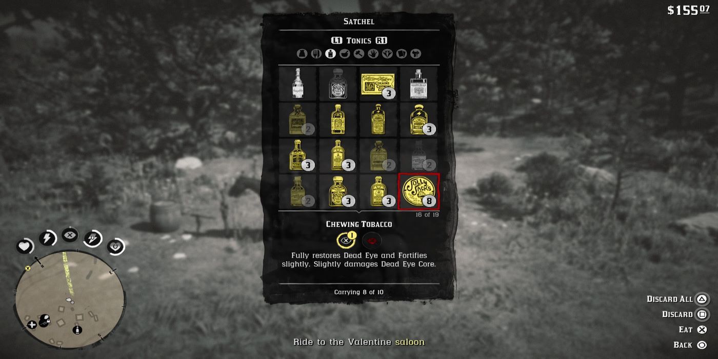 Red Dead Online Tonic Menu