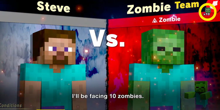 Heres Minecraft Steves Moveset In Super Smash Bros Ultimate