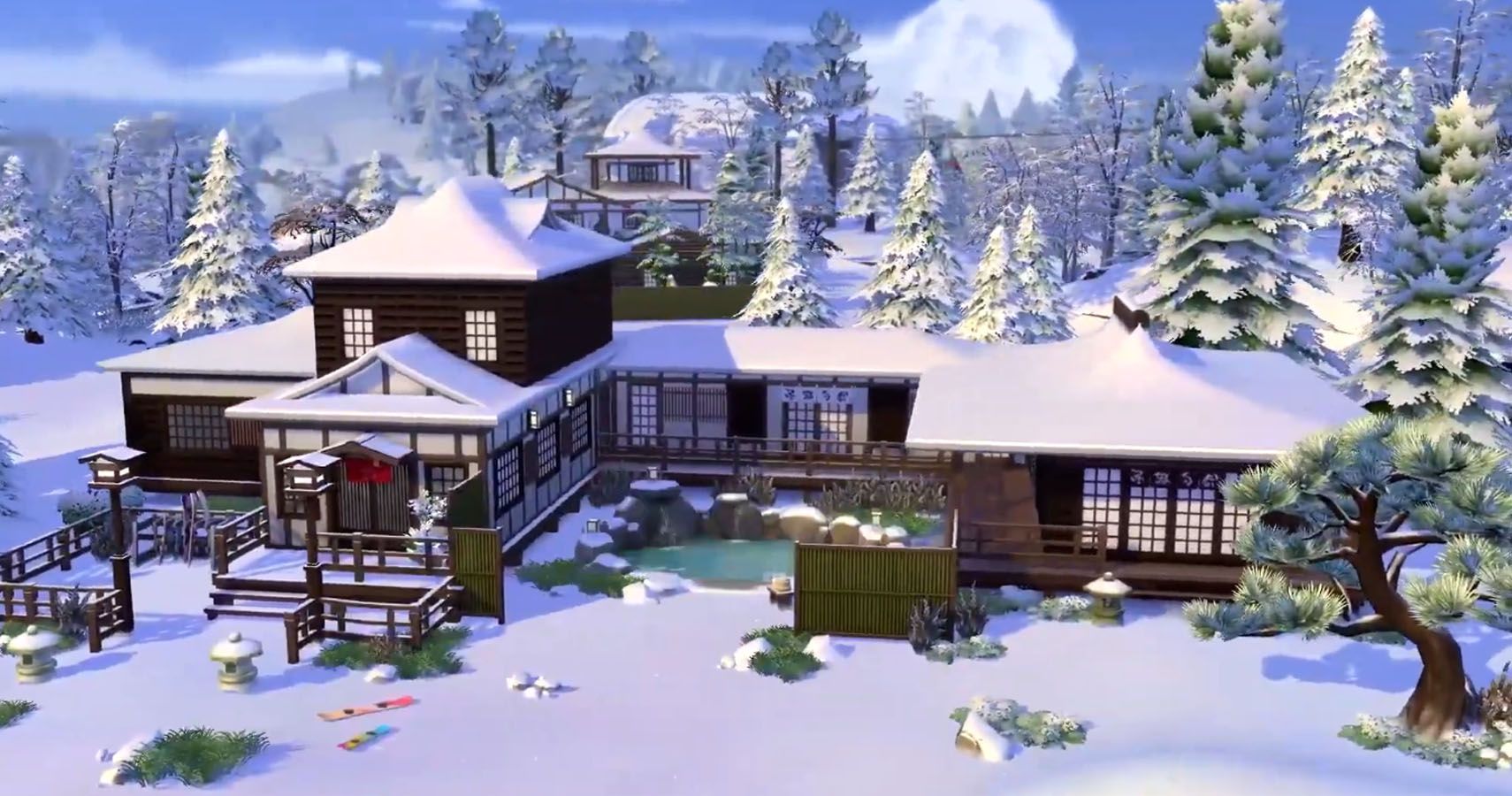 Sims 4 house covered in snow