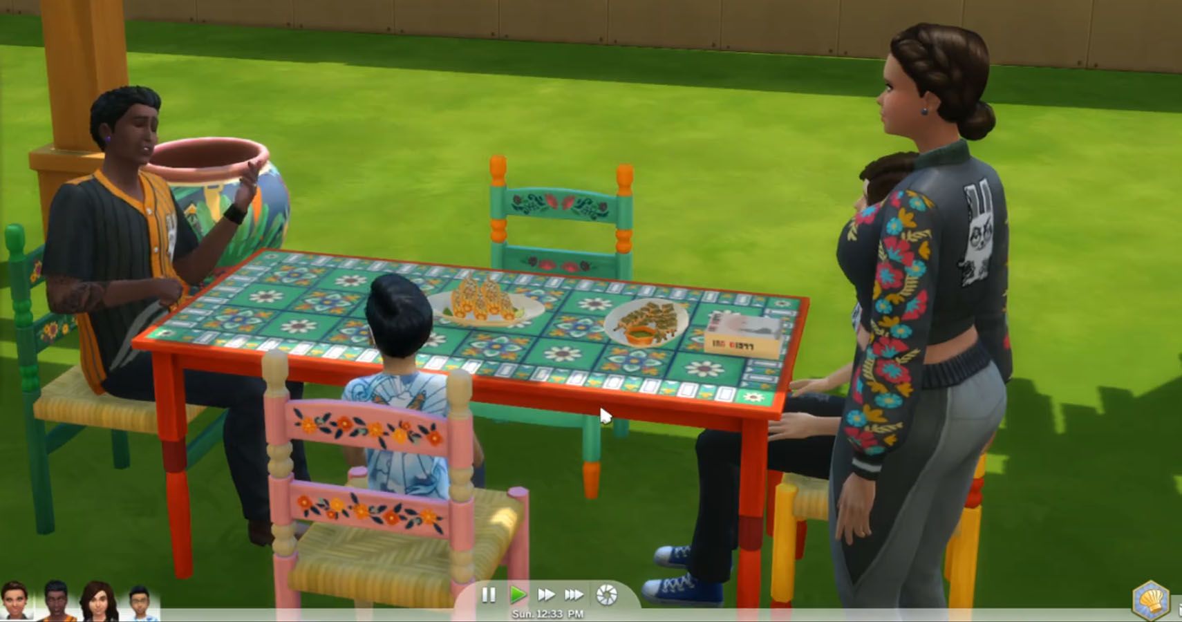 Sims 4 hispanic update family eating at table