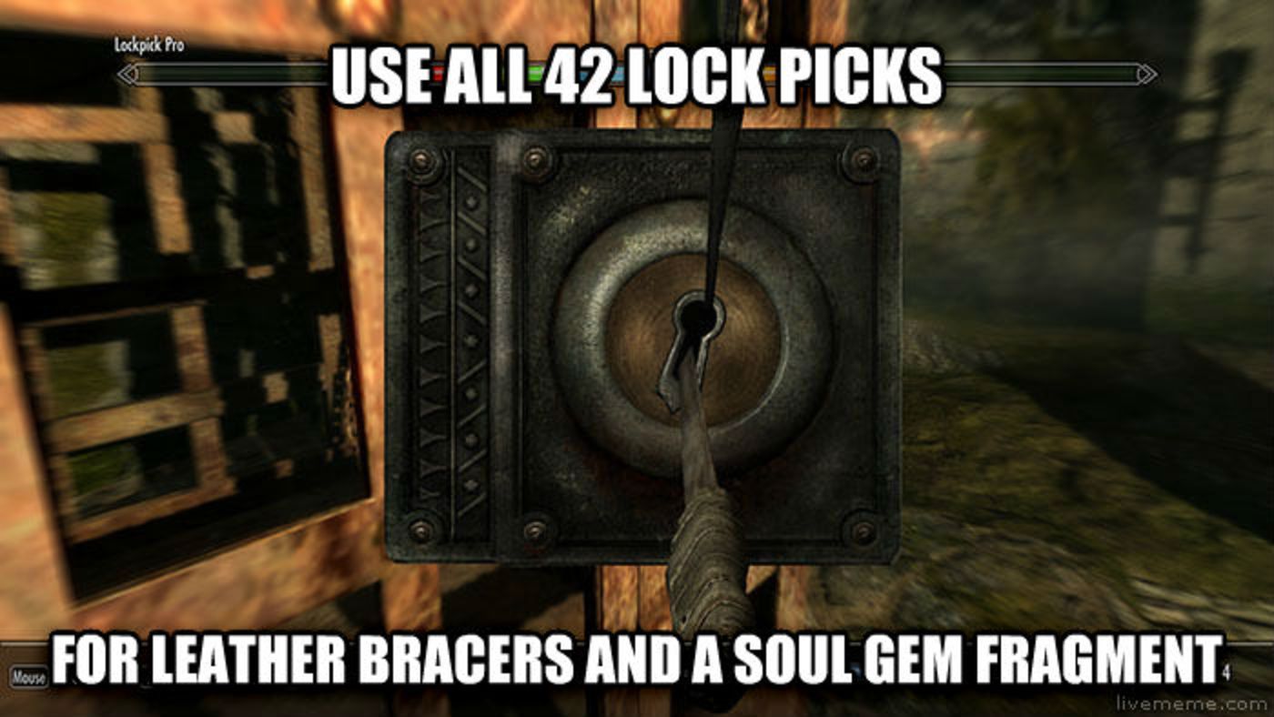 Skyrim Meme About Chest Loot And Lockpicks