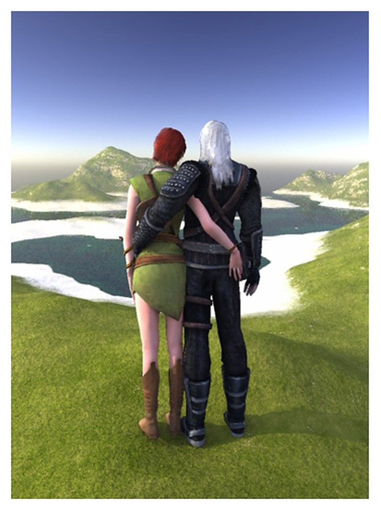 Geralt and Shani Hugging