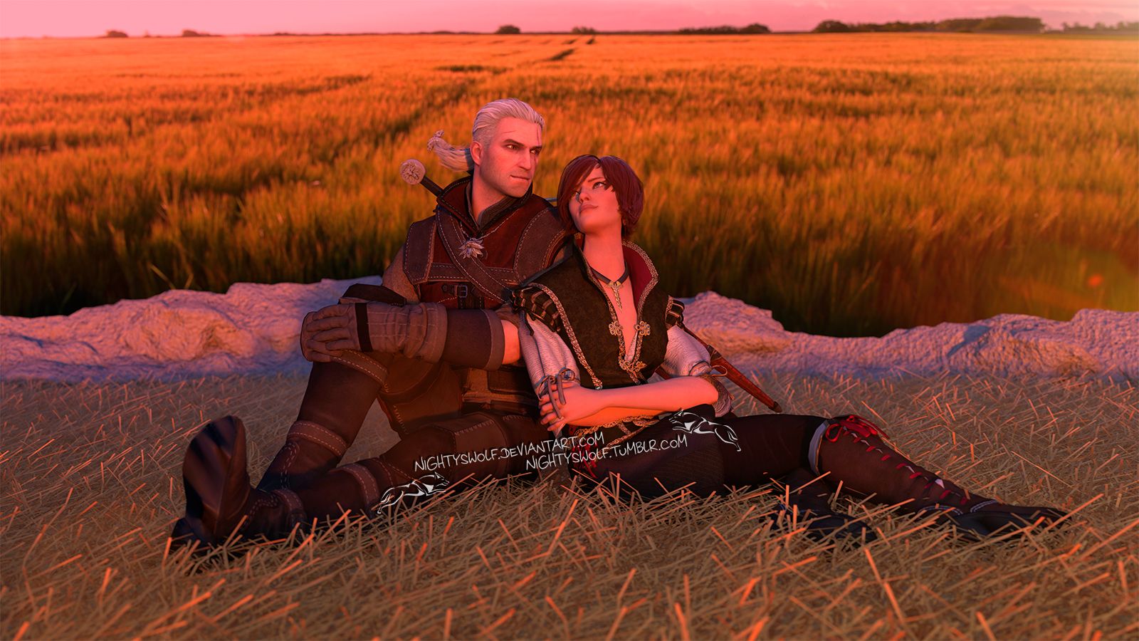 Geralt and Shani Laying in a Field